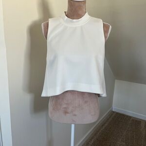 Women’s Philosophy White Mock Neck Sleeveless Structured High Low Tank Top